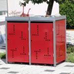 Rote Mülltonnenbox
